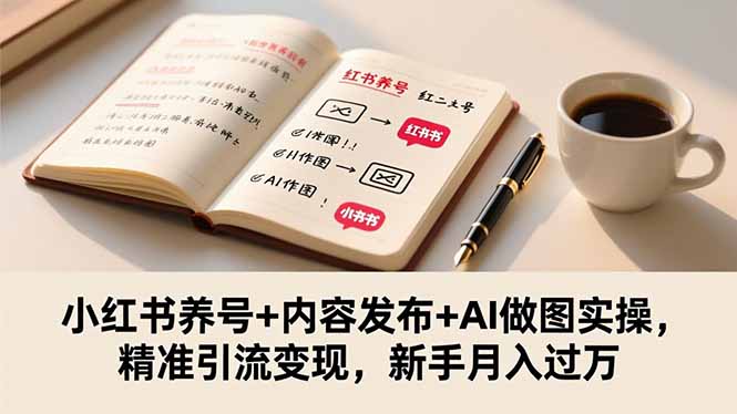 小红书养号+内容发布+AI做图实操，精准引流变现，新手月入过万-课程网