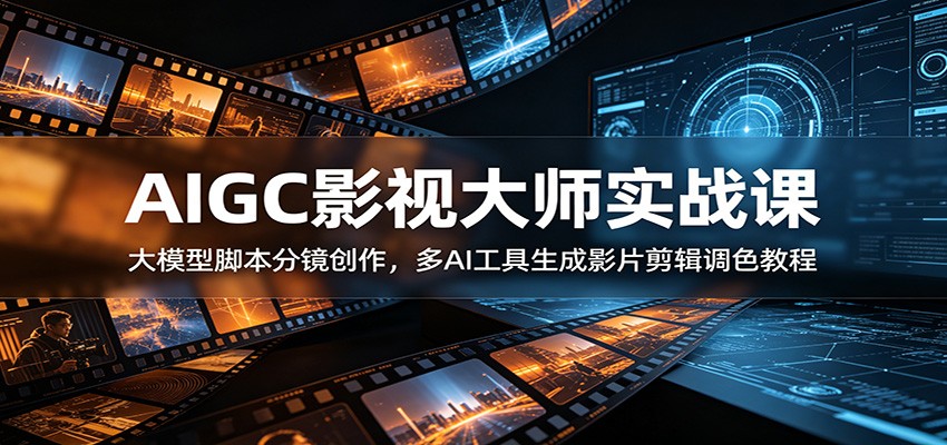 AIGC影视大师实战课：大模型脚本分镜创作，多AI工具生成影片剪辑调色教程-课程网