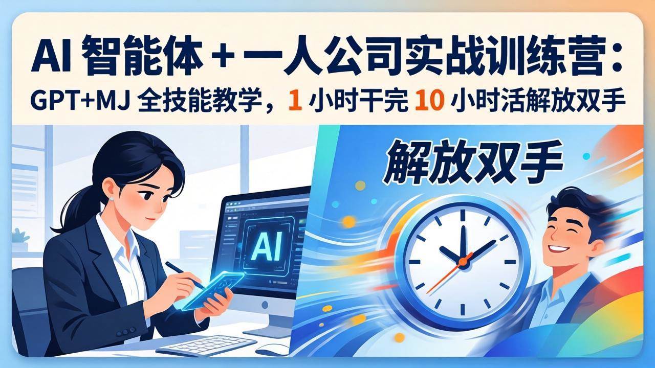 （17834期）AI 智能体 + 一人公司实战训练营：GPT+MJ 全技能教学，1 小时干完 10 小时活解放双手-课程网