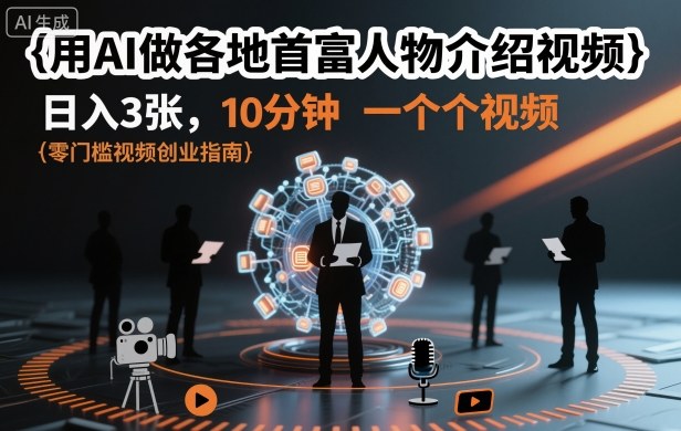 用AI做各地首富人物介绍视频，日入3张，10分钟一个视频-课程网