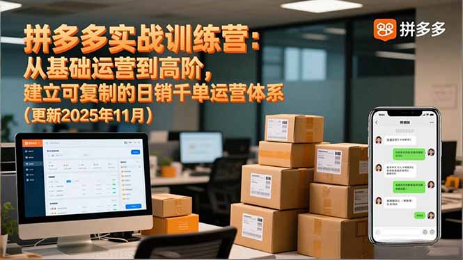 拼多多实战训练营：从基础运营到高阶，建立可复制的日销千单运营体系(更新11月-课程网