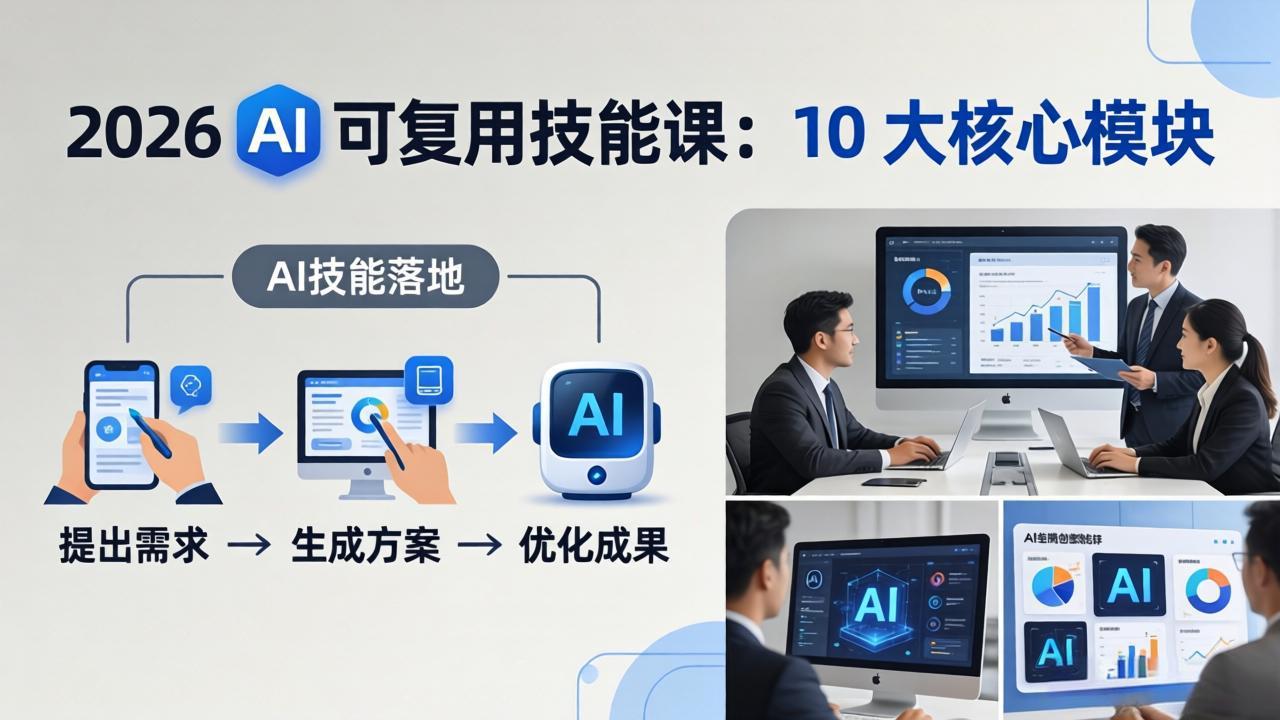 2026AI可复用技能-4月新课：10大核心模块，手把手教你把AI用进工作、产出成果-课程网