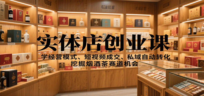 实体店创业课：学经营模式、短视频成交、私域自动转化，挖掘烟酒茶赛道机会-课程网