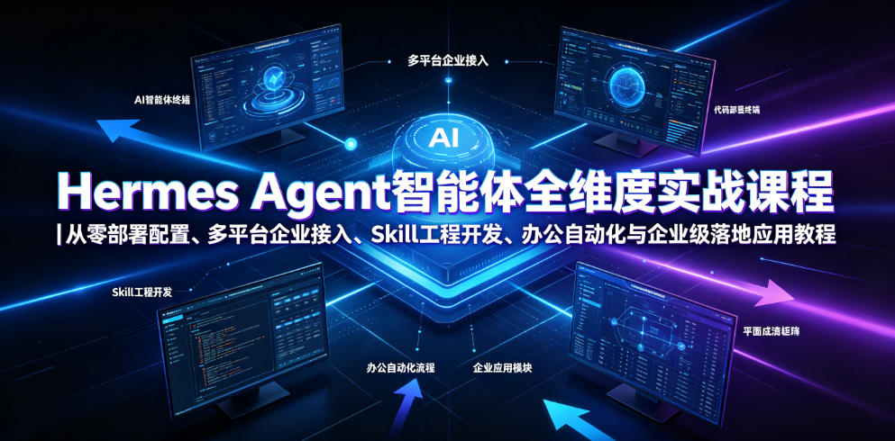 Hermes Agent智能体全维度实战课程｜从零部署配置、多平台企业接入、Skill工程开发、办公自动化与企业级落地应用教程-课程网
