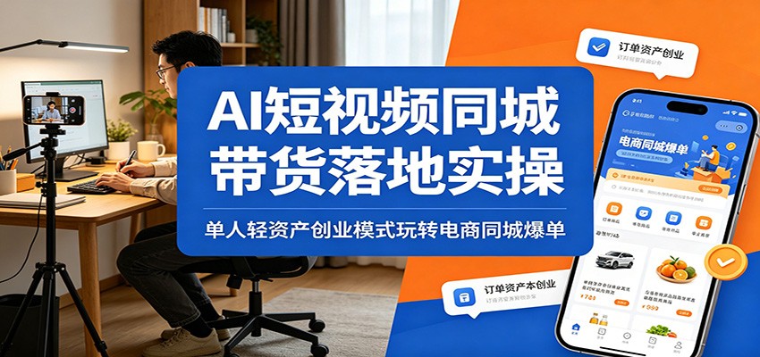 AI短视频同城带货落地实操：单人轻资产创业模式玩转电商同城爆单-课程网