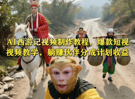 AI西游记视频制作教程，爆款短视频教学，躺賺伙伴分成计划收益-课程网