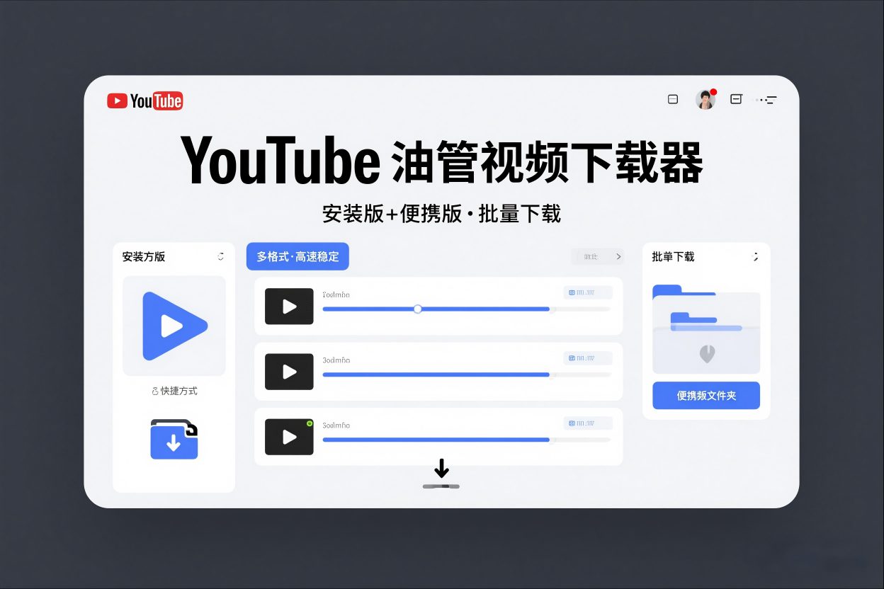 YouTube油管视频下载器安装版+便携版，可以批量下载多个视频-课程网