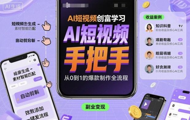 AI短视频创富学习，手把手教会你制作AI短视频-课程网