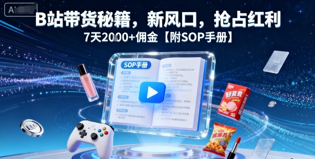 B站带货秘籍，新风口，抢占红利，7天2k+佣金【附SOP手册】-课程网