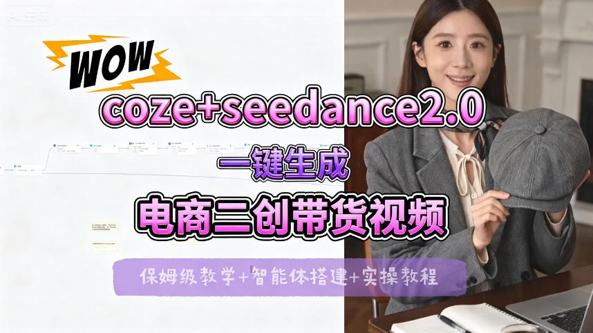 【Coze工作流搭建实操教程】seedance2.0+coze一键生成电商二创带货视频，全流程保姆级教学-课程网