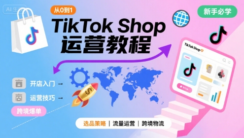 TikTok Shop从0到1运营教程，TikTok跨境电商新手必学课程-课程网