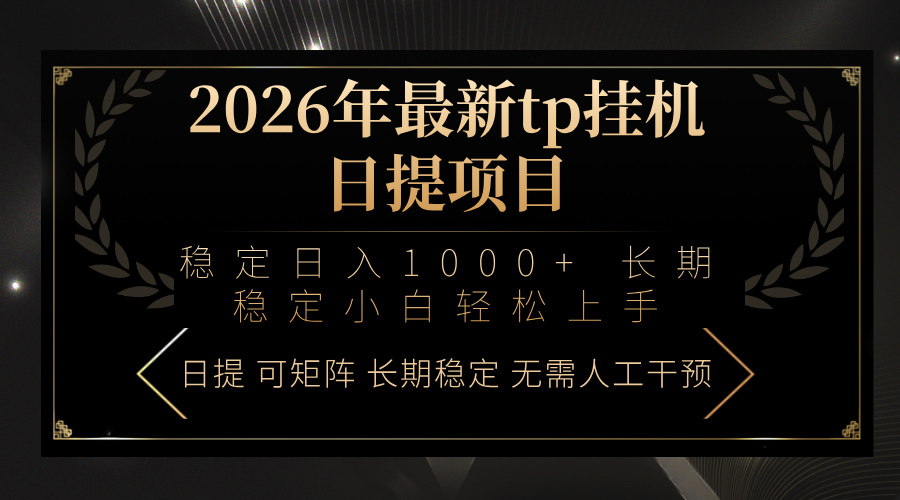 2026年最新tp挂机日提项目：稳定日入1000+小白轻松上手-课程网