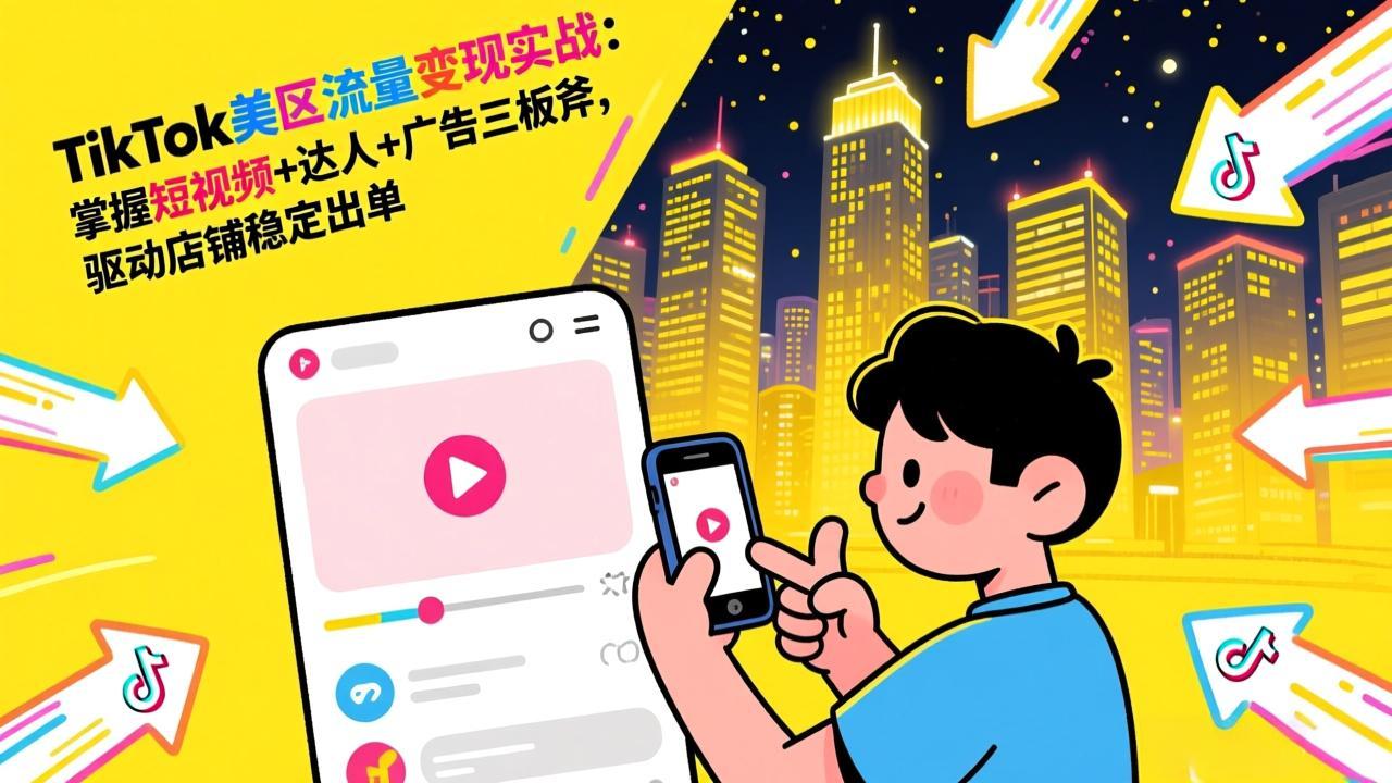 TikTok美区流量变现实战：掌握短视频+达人+广告三板斧，驱动店铺稳定出单-课程网