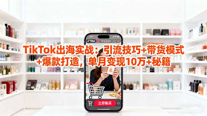 「TikTok出海实战」引流技巧+带货模式+爆款打造，单月变现10万+秘籍-课程网