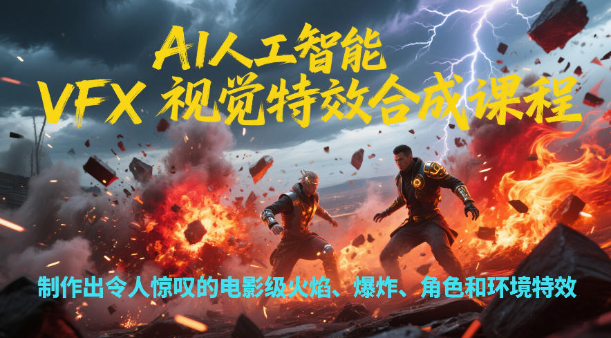 AI人工智能VFX视觉特效合成课程，制作出令人惊叹的电影级火焰、爆炸、角色和环境特效-课程网
