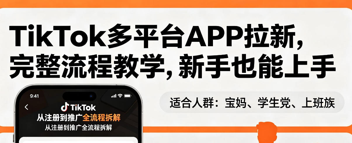 TikTok多平台APP拉新，完整流程教学，新手也能上手，轻松出海搞美金-课程网