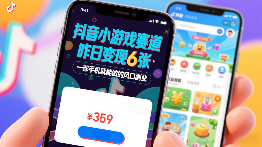 抖音小游戏赛道，昨日变现600+，零基础一部手机就能做的风口副业【揭秘】-课程网