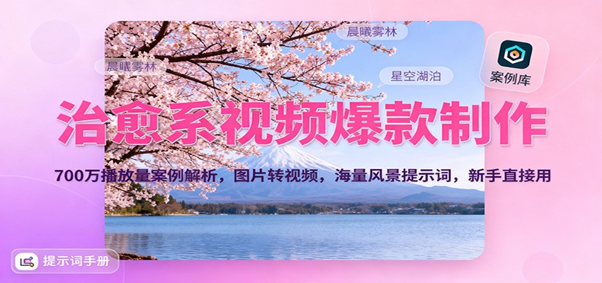 治愈系视频爆款制作，700万播放量案例解析，图片转视频，海量风景提示词，新手直接用-课程网