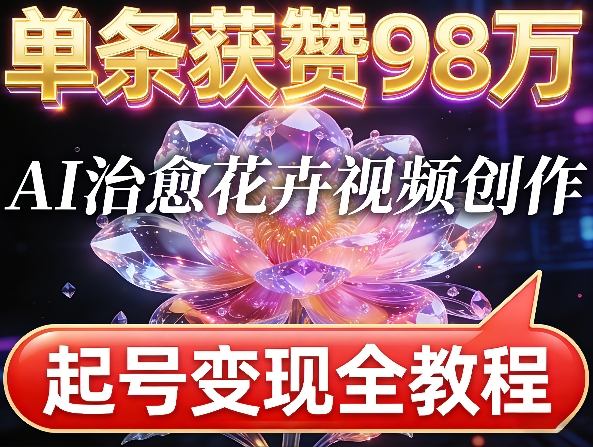 单条获赞98W，AI治愈花卉视频创作，起号变现全教程-课程网