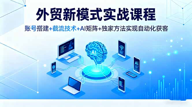 外贸新模式实战课程，账号搭建+截流技术+AI矩阵+独家方法实现自动化获客-课程网