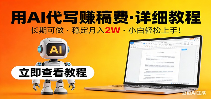 用AI代写赚稿费，详细教程，长期可做，稳定月入2W，小白轻松上手！-课程网