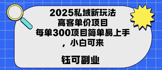 2025私域新玩法高客单价，每单3张操作简单，小白可轻松上手-课程网
