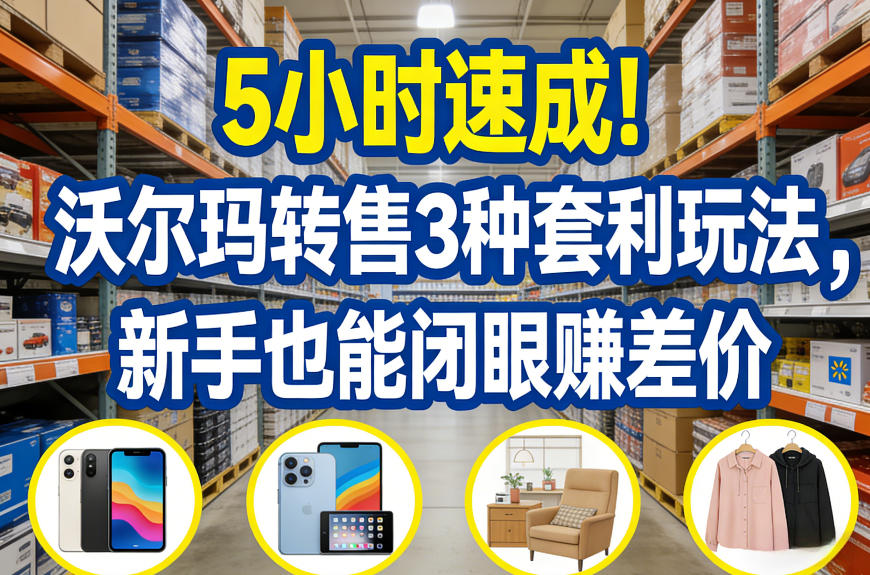 5小时速成！沃尔玛转售3种套利玩法，新手也能闭眼賺差价-课程网