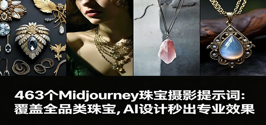 463个Midjourney珠宝摄影提示词：覆盖全品类珠宝，AI设计秒出专业效果-课程网