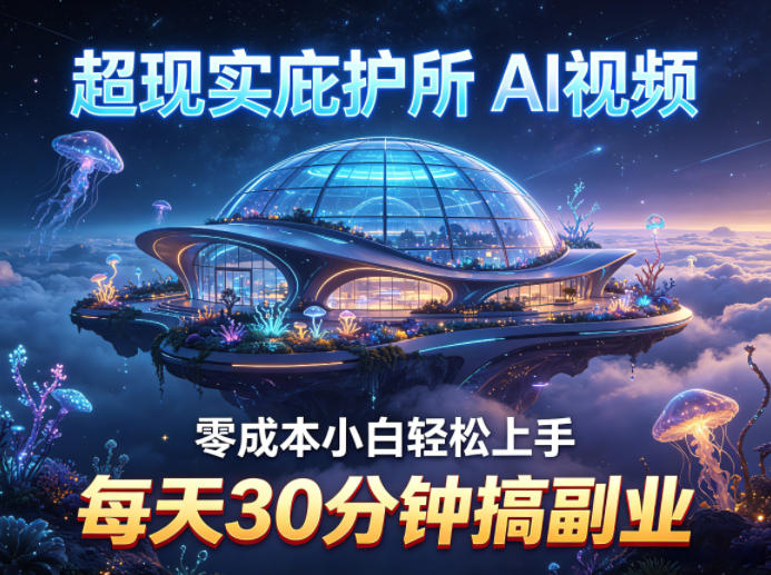 超现实庇护所AI视频项目拆解，零成本小白轻松上手，每天30分钟搞副业-课程网