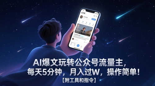 AI爆文玩转公众号流量主，每天5分钟，月入过W，操作简单！【附工具和指令】-课程网