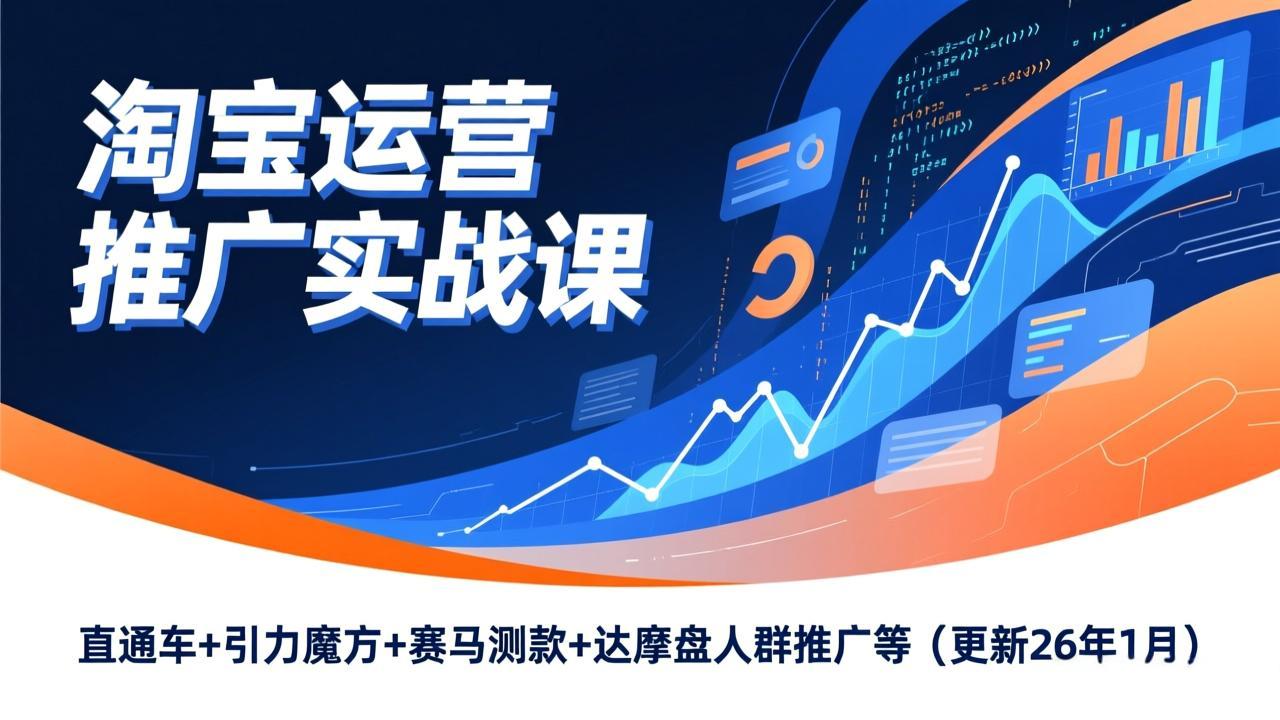 淘宝运营推广实战课，直通车+引力魔方+赛马测款+达摩盘人群推广等(更新26年1月-课程网