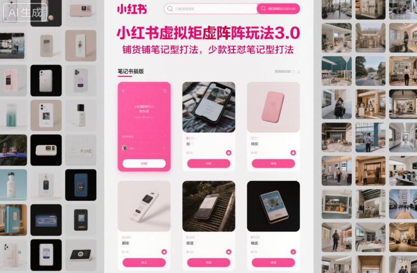 小红书虚拟矩阵玩法3.0，铺货铺笔记型打法，少款狂怼笔记型打法-课程网