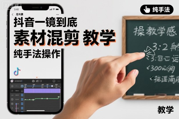 抖音一镜到底素材混剪教学，纯手法操作-课程网