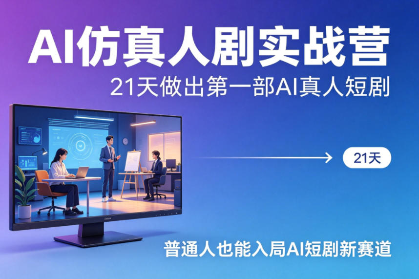 AI仿真人剧实战营，21天做出第一部AI真人短剧，普通人也能入局AI短剧新赛道（更新）-课程网