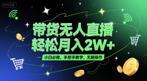 带货无人直播，轻松月入2W+，小白必做，手把手教学，无脑操作(附学习资料)-课程网