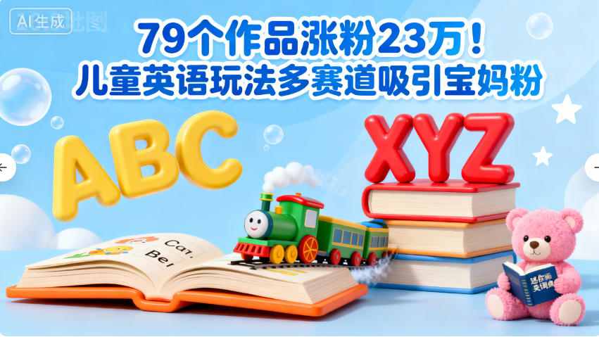 79个作品涨粉23w！儿童英语玩法多赛道吸引宝妈粉-课程网