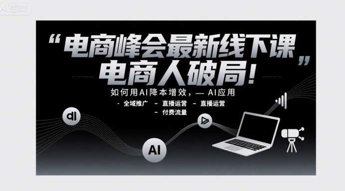 电商峰会最新线下课，电商人破局，如何用AI降本增效，AI应用-全域推广-直播运营-付费流量-课程网