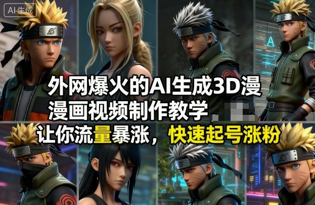 外网爆火的AI生成3D漫画视频制作教学，让你流量暴涨，快速起号涨粉！-课程网