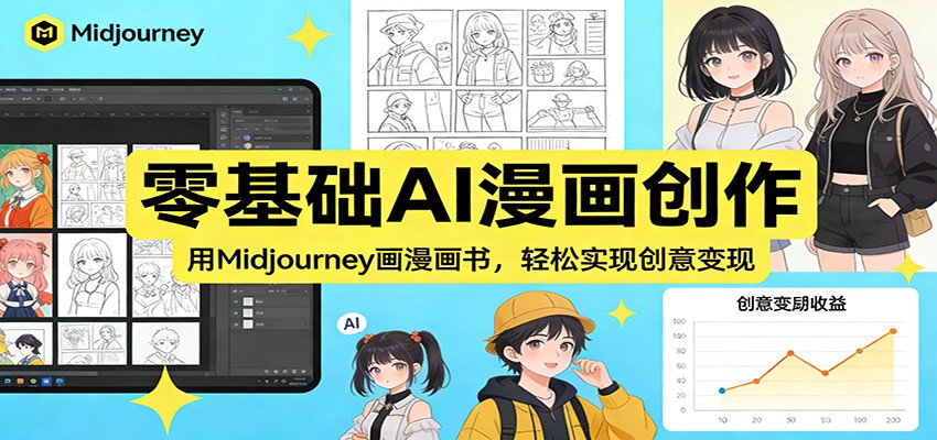 零基础AI漫画创作：用Midjourney画漫画书，轻松实现创意变现-课程网