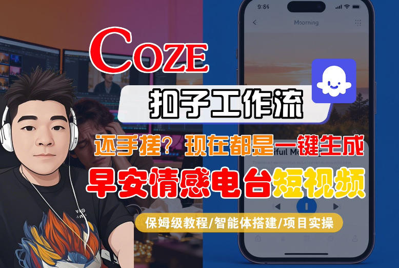 【Coze工作流搭建实操教程】【coze】早安情感电台日签视频还在手动做？用扣子工作流自动生成，省时90%-课程网