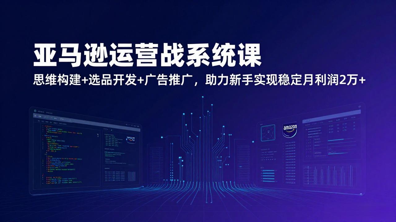 亚马逊运营实战系统课，思维构建+选品开发+广告推广，助力新手实现稳定月利润2万+(更新-课程网