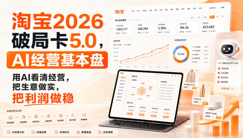 智篆商业-淘宝2026破局卡5.0，AI经营基本盘，用AI看清经营，把生意做实，把利润做稳-课程网