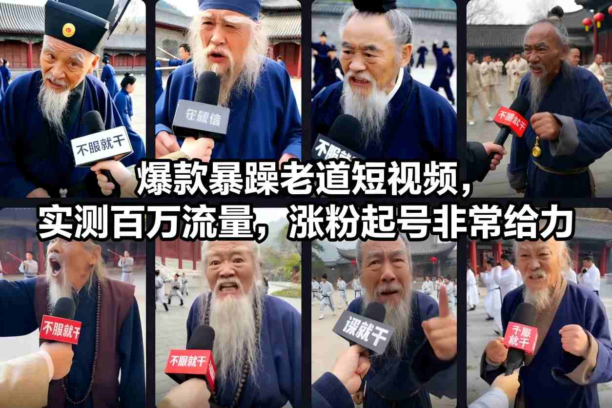 爆款暴躁老道短视频，实测百万流量，涨粉起号非常给力 用AI复刻暴躁老道语录视频，21条作品涨粉8.8W，保姆级Sora2制作教学-课程网