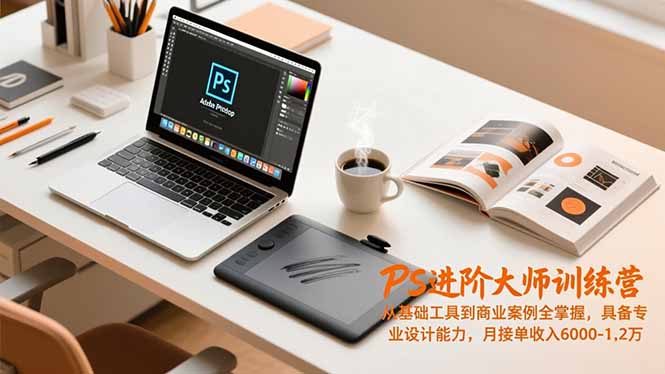PS进阶大师训练营，从基础工具到商业案例全掌握，具备专业设计能力，月接单收入6000-1.2万-课程网
