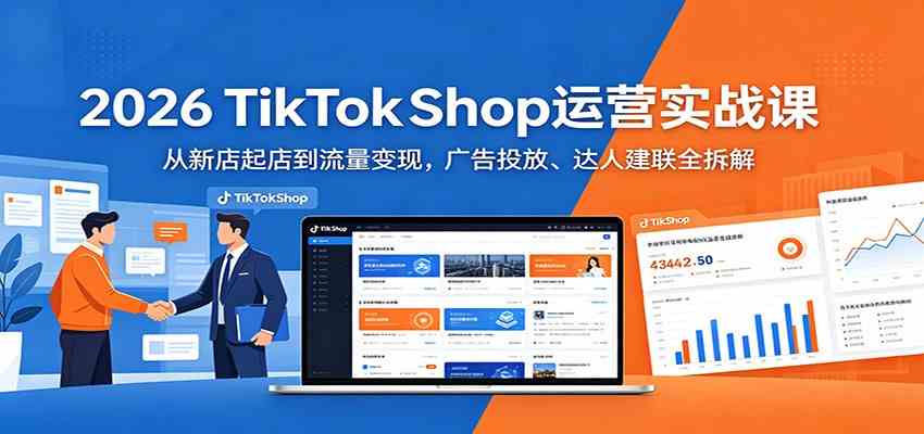 2026 TikTokShop运营实战课：从新店起店到流量变现，广告投放、达人建联全拆解-课程网