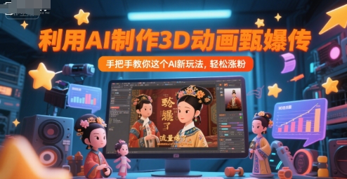 利用AI制作3D动画甄嬛传，流量爆了，手把手教你这个AI新玩法，轻松涨粉-课程网