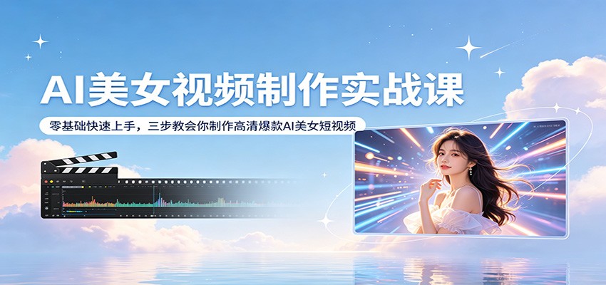 AI美女视频制作实战课：零基础快速上手，三步教会你制作高清爆款AI美女短视频-课程网