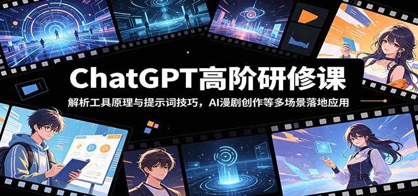 ChatGPT高阶研修课：解析工具原理与提示词技巧，AI漫剧创作等多场景落地应用-课程网
