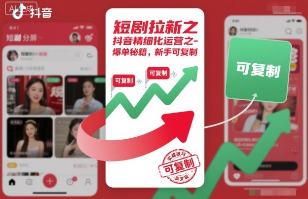 短剧拉新之抖音精细化运营之爆单秘籍，新手可复制-课程网