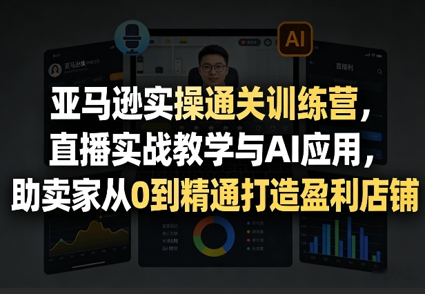 亚马逊实操通关训练营，直播实战教学与AI应用，助卖家从0到精通打造盈利店铺（更新8月8日）-课程网